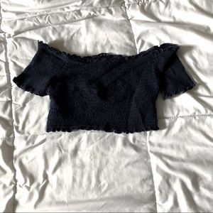 Navy Blue off the Shoulder Tube Top